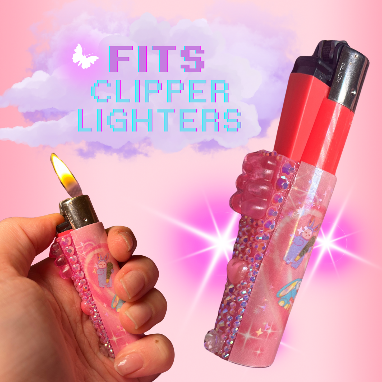 Bedazzled Lighter Covers Stoner Bunny Design
