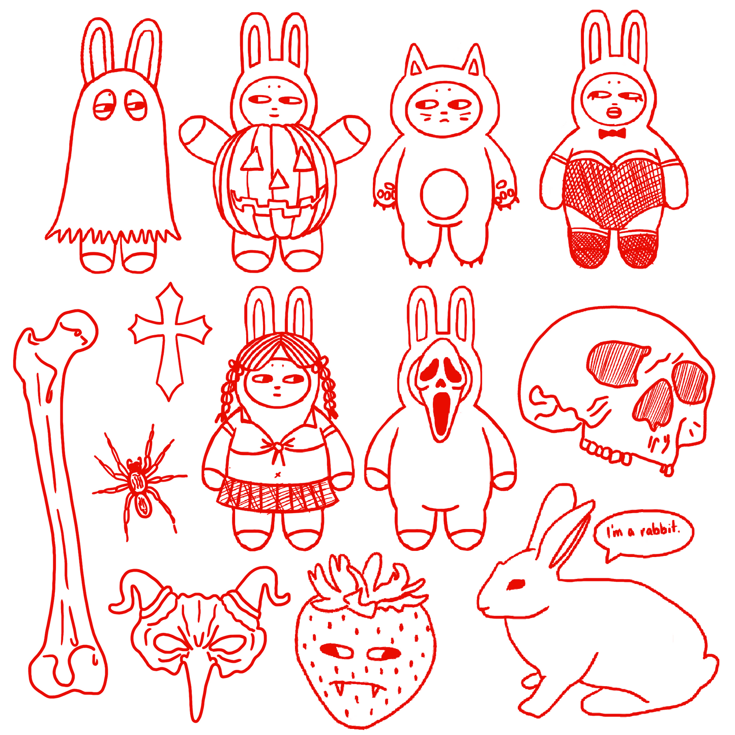 Halloween Bunny Sticker Sheet